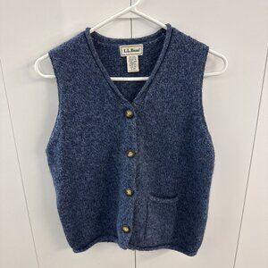 Vintage LL Bean Womens 0 HT 77 Wool Blend Sweater Vest Blue Size Médium